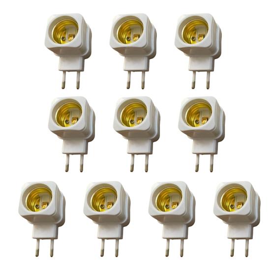 E27 EU Plugglampe Lysholder Base Socket Converter Adapter med kontrollbryter
