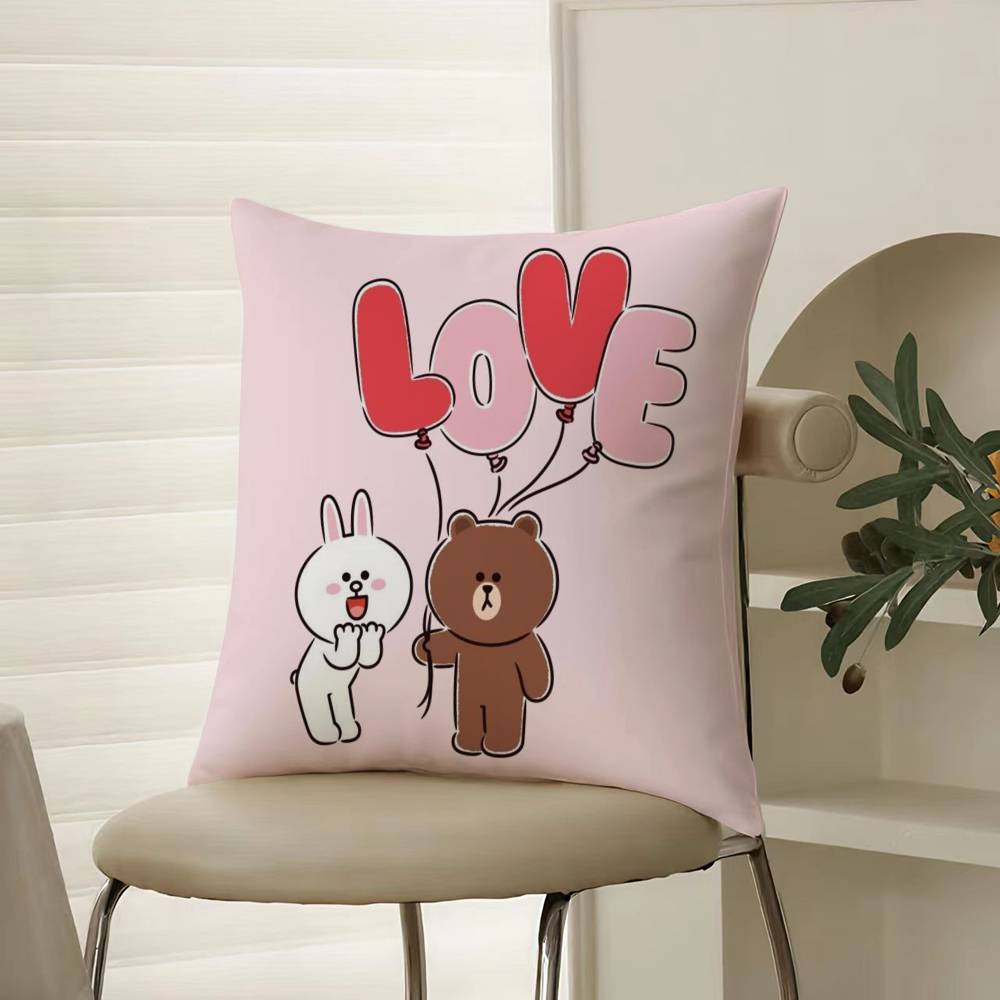 

B-Brown Bear and C-Cony Pillow Case Comfort Sofa Bed Silky elegant Invisible zipper Decorative cushion cover 12x12Inch