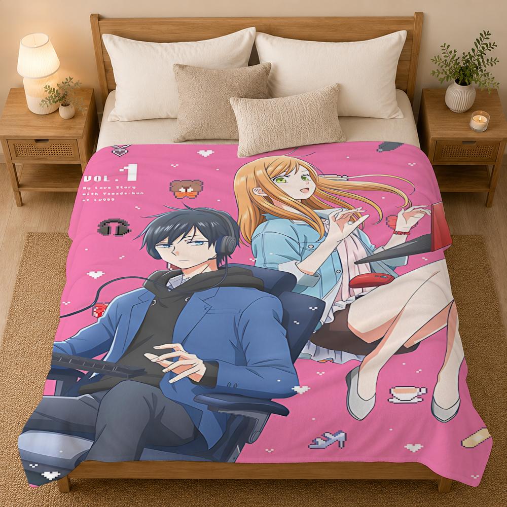 My Love Story With Yamada Kun At Lv999 Throw 240G Flannel Blanket, Suitable For Sofas, Beds, Offices, Exquisite Gift Blankets