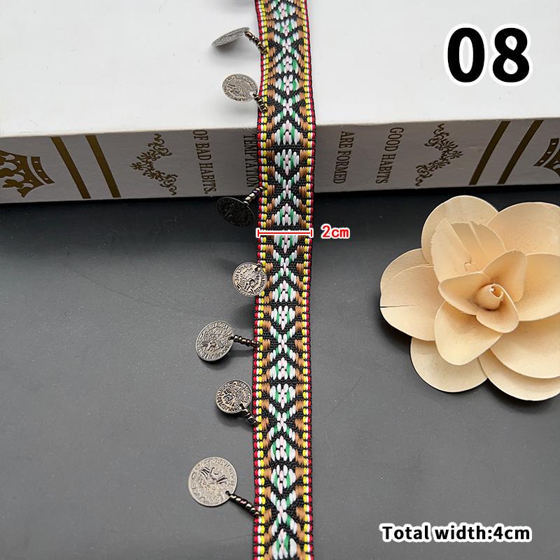 Woven Jacquard Ribbon Lace Tassel Fringe Geometric Figure Pattern for Clothing Straps Accessory Cloth Supplies Diy Sewing 1Yard