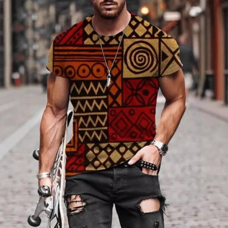 Mens Short Sleeve Crew Neck T-Shirt With Cartoon Digital Print Loose Fit Casual Wear