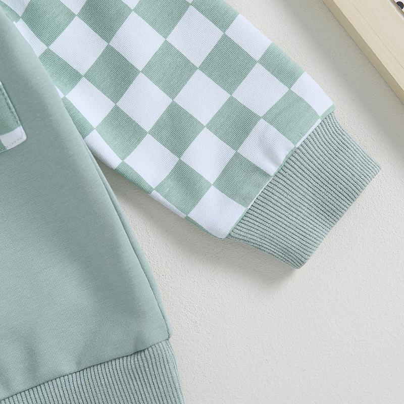 Baby Boy Clothes 6 9 12 18 24M 3T Outfits Pants Set Patchwork Hoodie Letter Printed Sweater Fall Winter Outfit