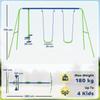 Metal Swing Set, with Seesaw, Adjustable Height, for Ages 3+ Years, Green
