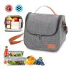 Insulated Lunch Bag Cooler Picnic Tote Large Capacity Food Thermal Pouch Aluminum Foil PVC Handle Portable 22x20x16cm Gray