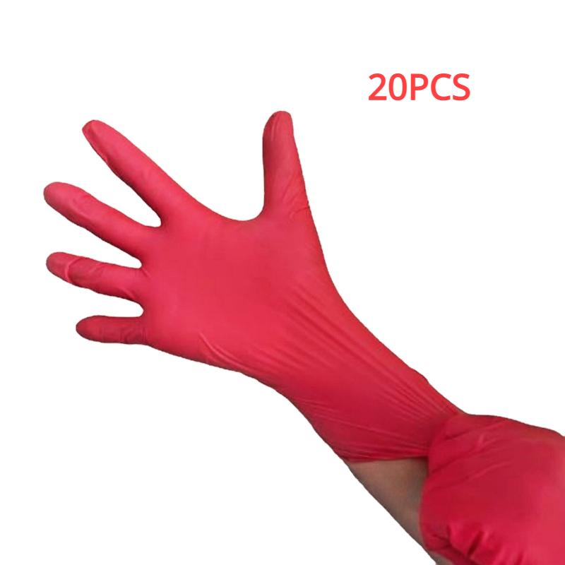 50/20PCS Disposable Red Nitrile Gloves Latex Free Waterproof Durable Work Suitable  Kitchen Cooking Food Beauty Salon Homework