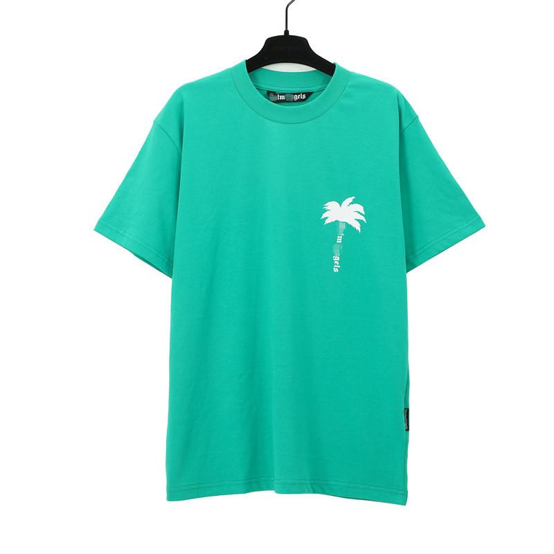 24S Cross-border European and American Trendy Brand Palm Angel Coconut Tree Letter Printing Short-sleeved T-shirt Men's and Women's American High 