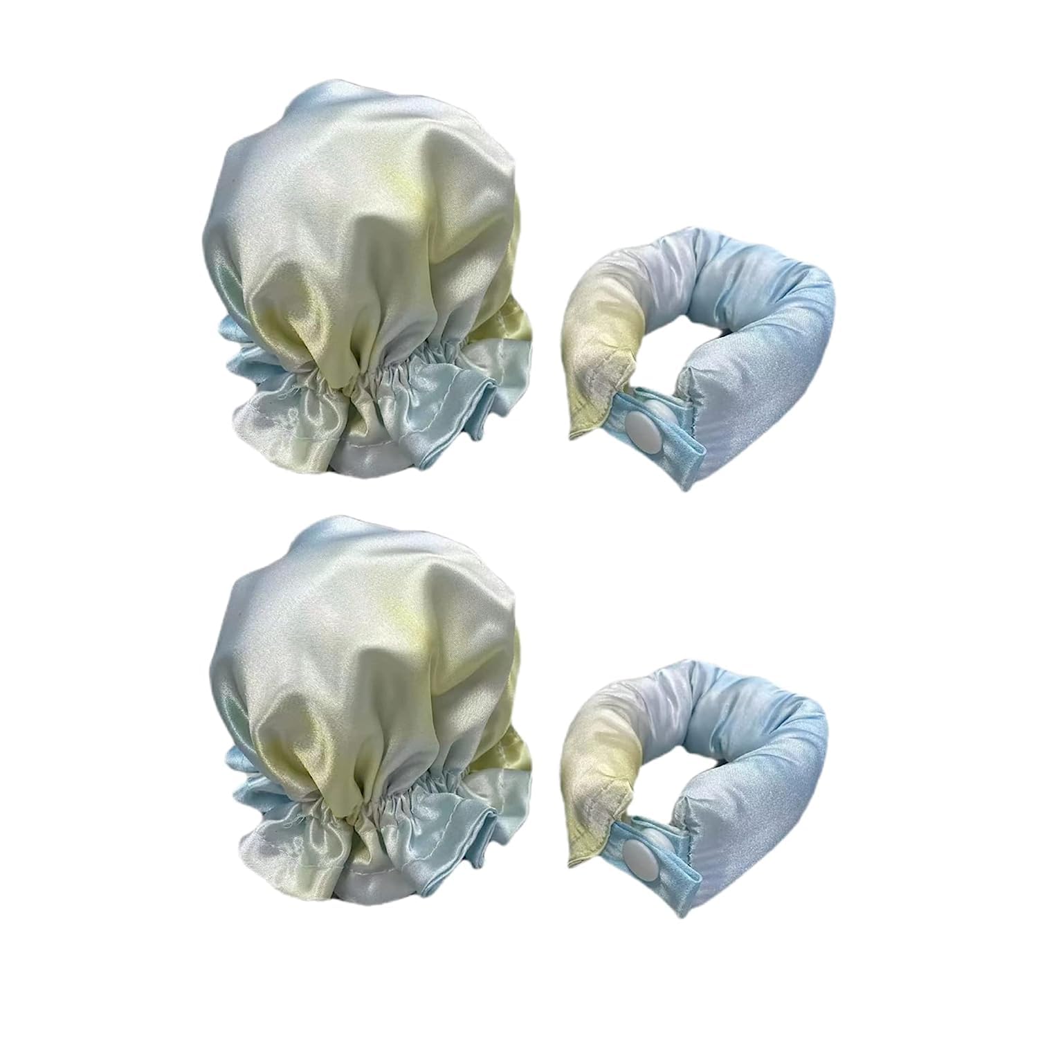 

New Satin Heatless Hair Curler Heatless Curling Rollers with Hair Soft Curling Rod Headband for Long and Overnight Curling Set 4-Piece Set, Cap, Hair,