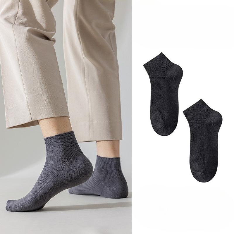 Summer Men's Solid-color Short Socks, Anti-odor and Anti-friction Casual Men's Socks, Breathable and Sweat-absorbing Socks