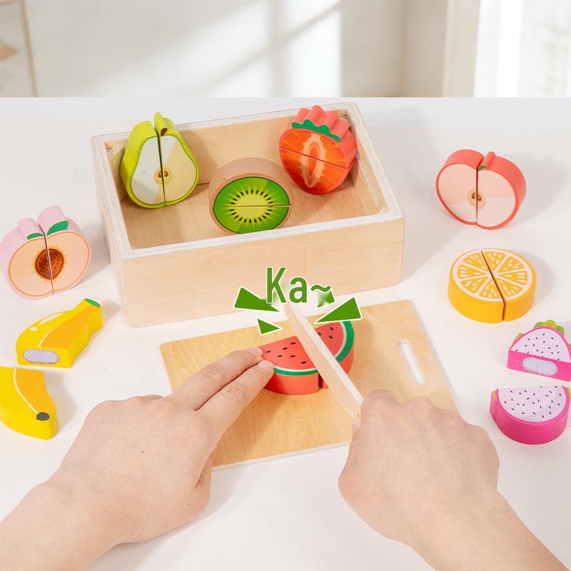 Wooden Velcro Fruit Cutting Playset for Children s Educational Role-Playing