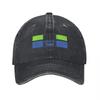Deutz Park Washed Cotton Baseball Cap With Color Block Logo Design Black Canvas Hat For Casual Wear And Outdoor Activities