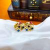 European-American Retro Swirl Gemstone Stud Earrings