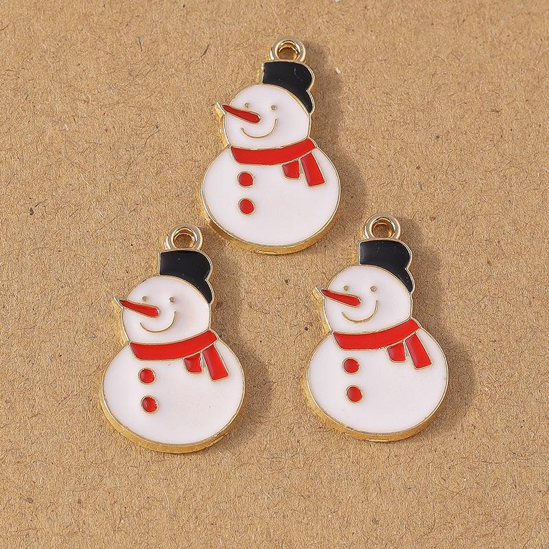 10pcs Enamel Christmas Tree Snowman Pendant Charms for Jewelry Making Christmas Earrings Necklaces DIY Accessories Supplies