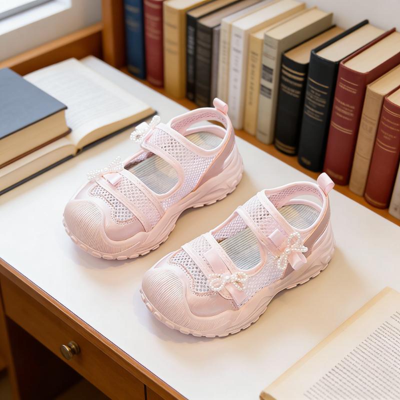 Children Mesh Sandals Summer Running Non-slip Girls Chunky Hollow-out Shoes Fashion Breathable Causal School Kids Sports Sandals