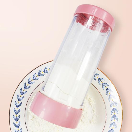 Flour Sieve Uniform Mesh Safe Baking Tool Handheld Rotating Transparent Sugar Shaker Dispenser for Home