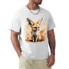 Fennec Fox Portrait Watercolour Illustration TShirt Plus Size Workout Short Sleeve Top