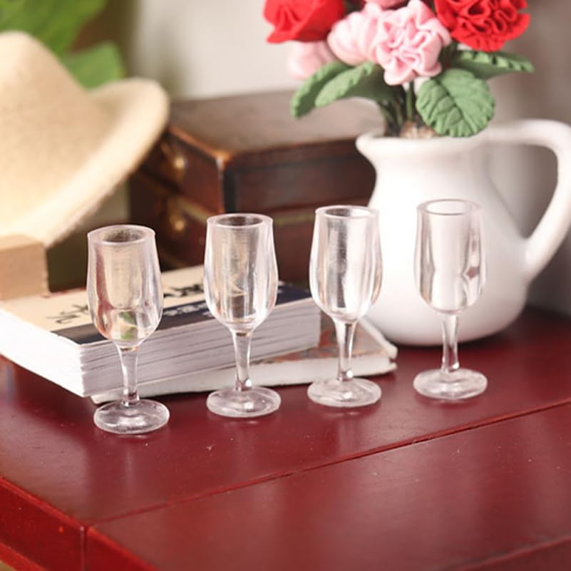NOLITOY Miniature Wine Set of Clear Plastic Champagne Dollhouse Miniature Food Parfait Decorative Parts for and DIY Glasses, 40, 1/12 Scale, Goblets,