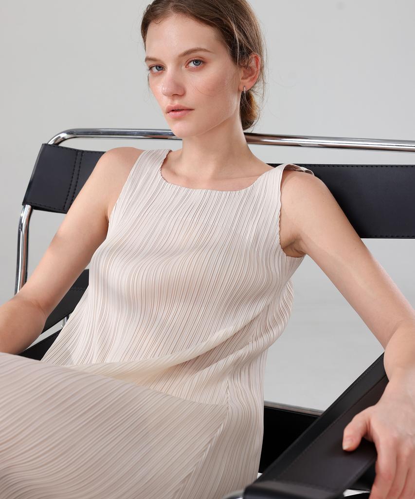 PLEATSMOOD Toys Sleeveless Pleated Dress