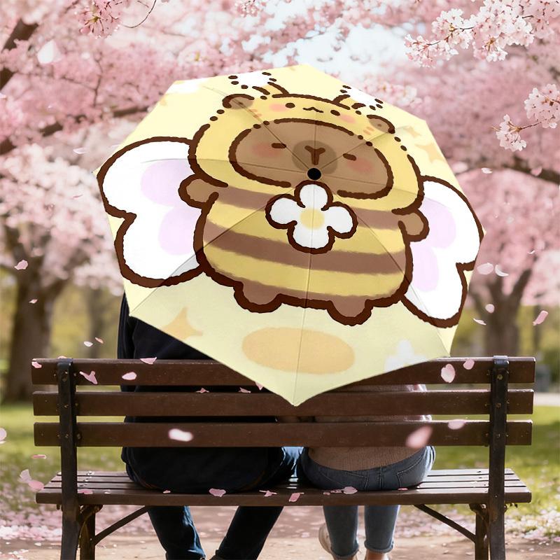 1PC Bee Flower Umbrella-8-Rib Reinforced, Automatic Open, Lightweight & Durable, Cute Fashion Accessory for Outdoor-Y0342