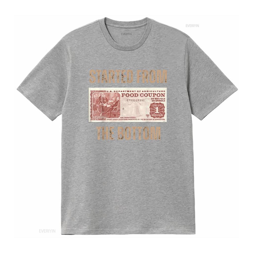 Started from Food Stamp Amounts In Each State the bottom T Shirt vintage Washed Top For Everyday Wear Unisex Stretched