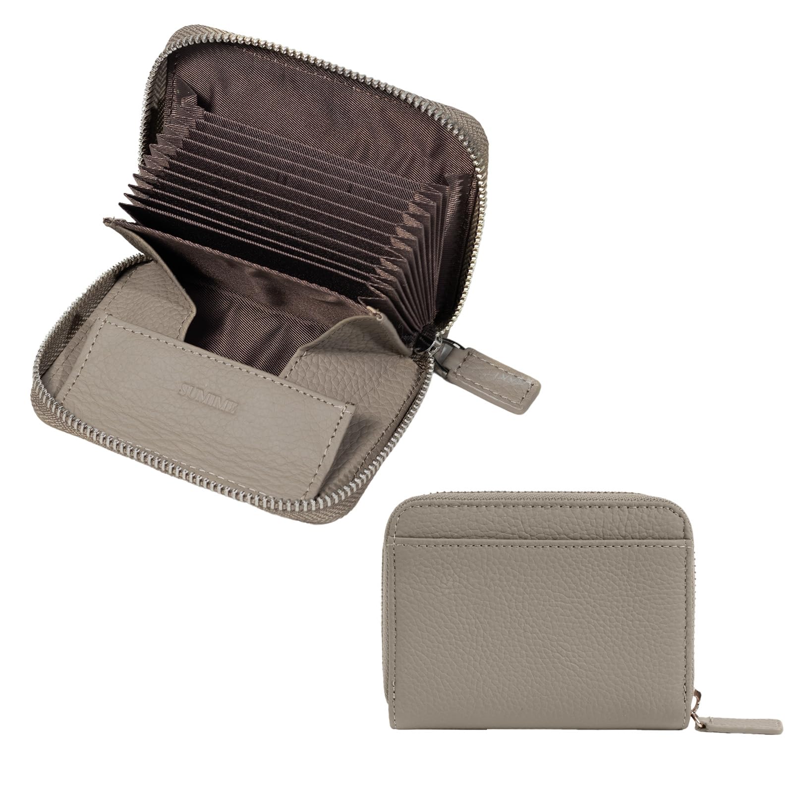 

[SUMIME] Mini Wallet for Men and Women, Foldable Bill Holder, Genuine Leather, Large Capacity, Accordion-Resistant Card Case, Box-Shaped Wallet with