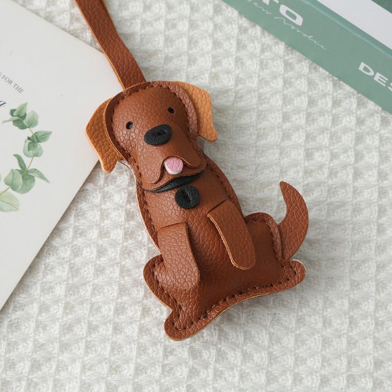 Cute Pu Leather Puppy Bag Charms Cartoon Design Soft Texture For Backpack Key Dog Lovers Gifts