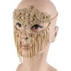 Indian Tassels Veil Mask for Face Women Rhinestones Face Mask Masquerade Dance