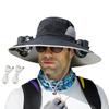 Sun Hat with Breathable Mesh Design Adjustable Cord Wide Brim Sun Hat Dual Fan Design Fishing Hiking Hat