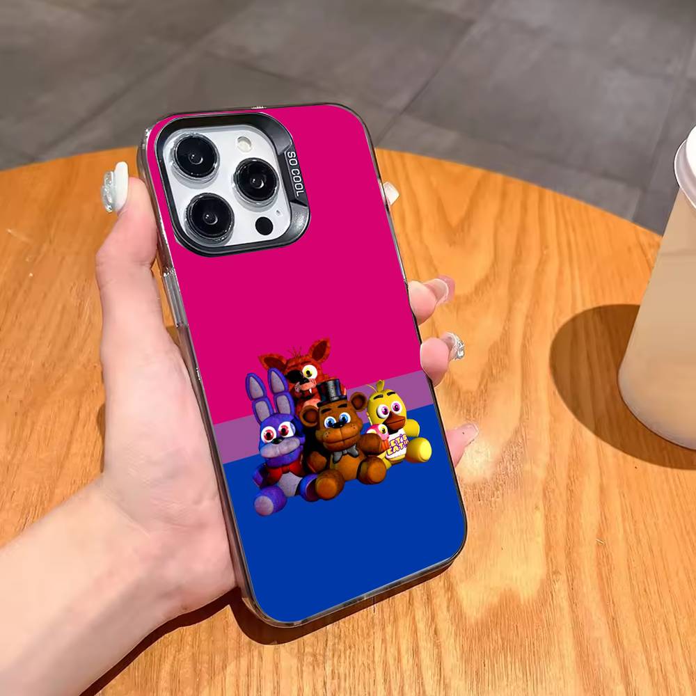 Five Nights At F-Freddys Fnaf Phone Case For iPhone 17,16,15,14,13,12,11 Plus,Pro Max,XS,Colored Silver Plated Inside Cover