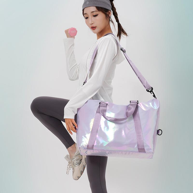New short-distance travel bag women's fashion new laser anti-splashing sports fitness bag large-capacity luggage backpack