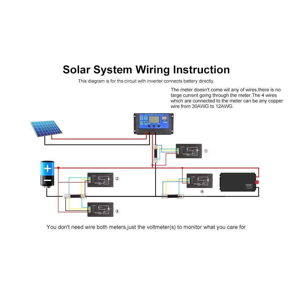Digitales Amperemeter, Voltmeter, DC 6,5 V-100 V, 100 A, 50 A, 20 A, Multimeter, Leistungsmesser, LCD-Anzeige, Volt, Watt, Leistungsmesser, Energiemesser mit 100 A/75 mV Shunt