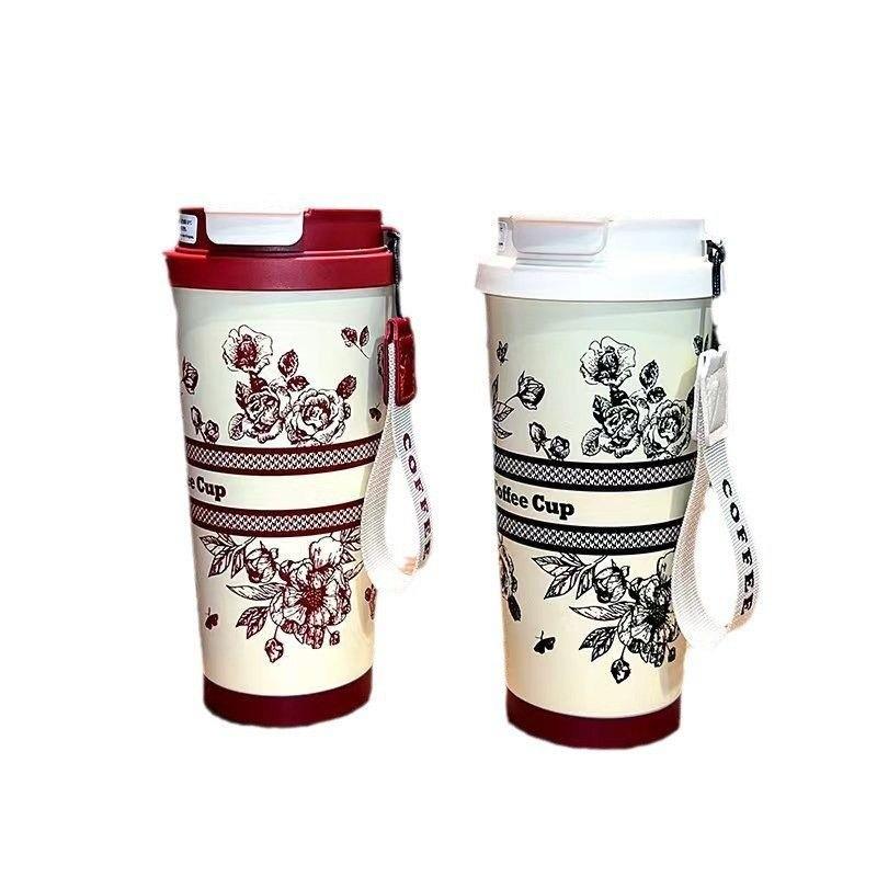 Stilvoller Thermobecher aus 316 Edelstahl mit Strohhalm - Anpassbares Logo-Geschenk