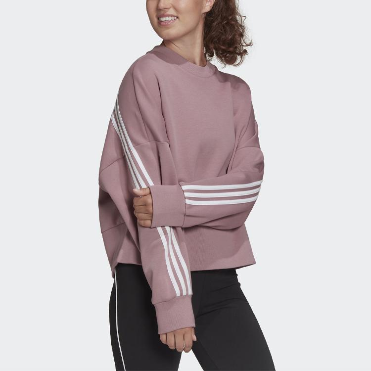 Adidas Fi 3s Crew Sweatshirt with Stripes Women Sweatshirts Purple Pink HD8998