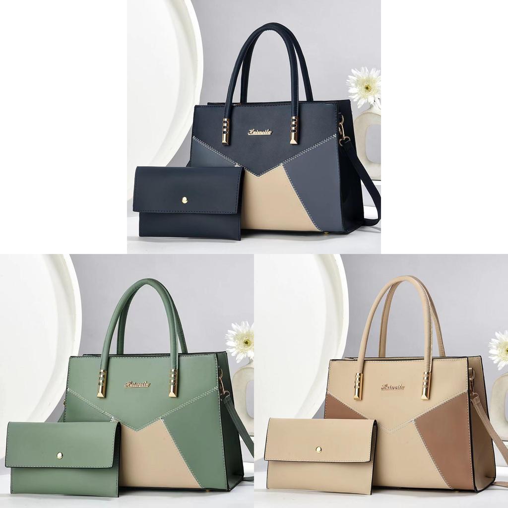 Pu Large Capacity Shoulder Bag With Color Block Splicing For Daily Use