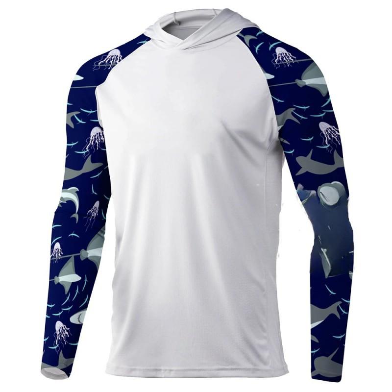 UPF50 + Outdoor Sunscreen Fishing Clothes Ice Silk Light Breathable Cool Quick-drying T-shirt Hooded