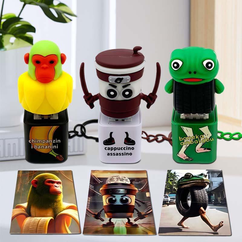 Chaveiro de Botão Homem Palito de Madeira Não Tóxico 3Dnew Tralalero Tralala Tungtungtung Com Pingente Luminoso - Decoração Periférica de Anime Presente Brinquedos