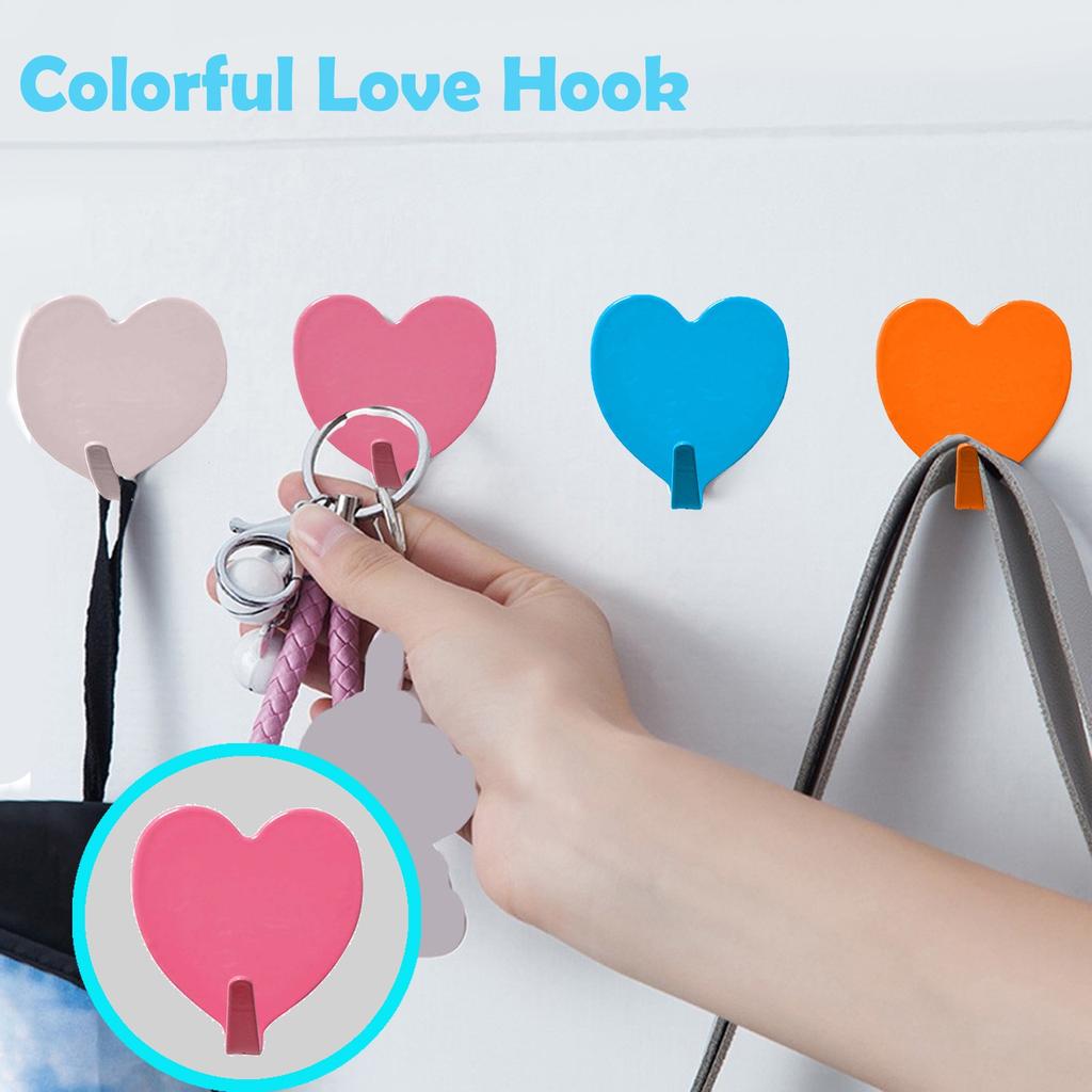 1 PC Love Stainless Steel Adhesive Hook Single Hook Clothes Hook Strong Hook