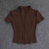 Camiseta de Yoga de Verano con Cremallera para Mujer - Manga Corta, Ajuste Ceñido, Ideal para Correr, Pilates y Fitness