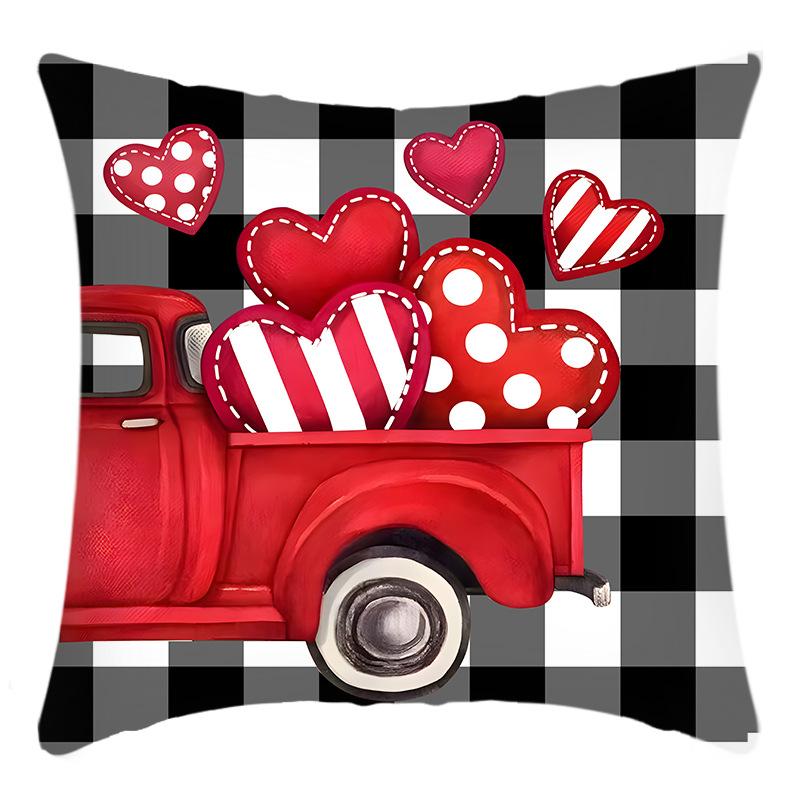 Linen Digital Printing Valentine's Day Cushion Cover Nordic Festival Home Sofa Office Cushion Love Cushion Cover