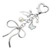 Sparkling 3D Cherry Charm Keychain Accessory Fashionable Bowknot Pearls Key Rings Portable Bag Decoration for Women