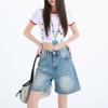 Gedijie High Waist Cowboy Shorts for Women
