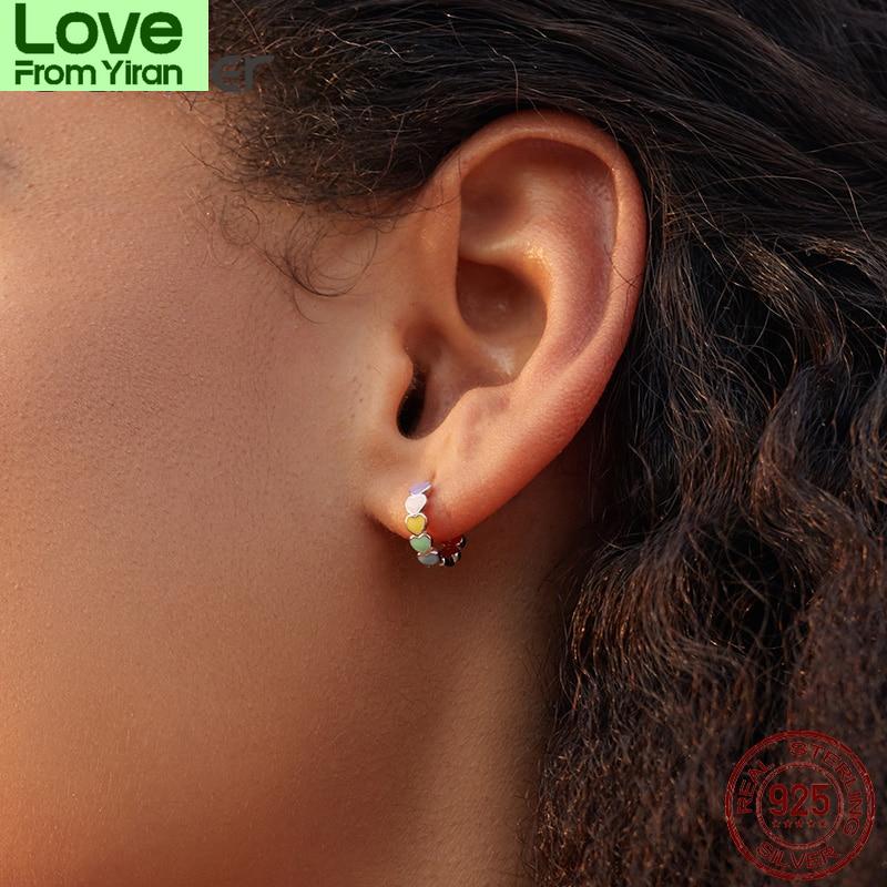 Rainbow Series Jewelry Set , Tone For Women Heart To Heart Finger Ring Earrings Fine Jewelry Giveaway GiftTrendy Rings