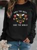 Women's Bee Pattern Round Neck Sweatshirt