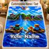 Flannel BlanketMinecraft Custom Name Text Personalized Soft Warm Throw Blanket Home Decor Gift