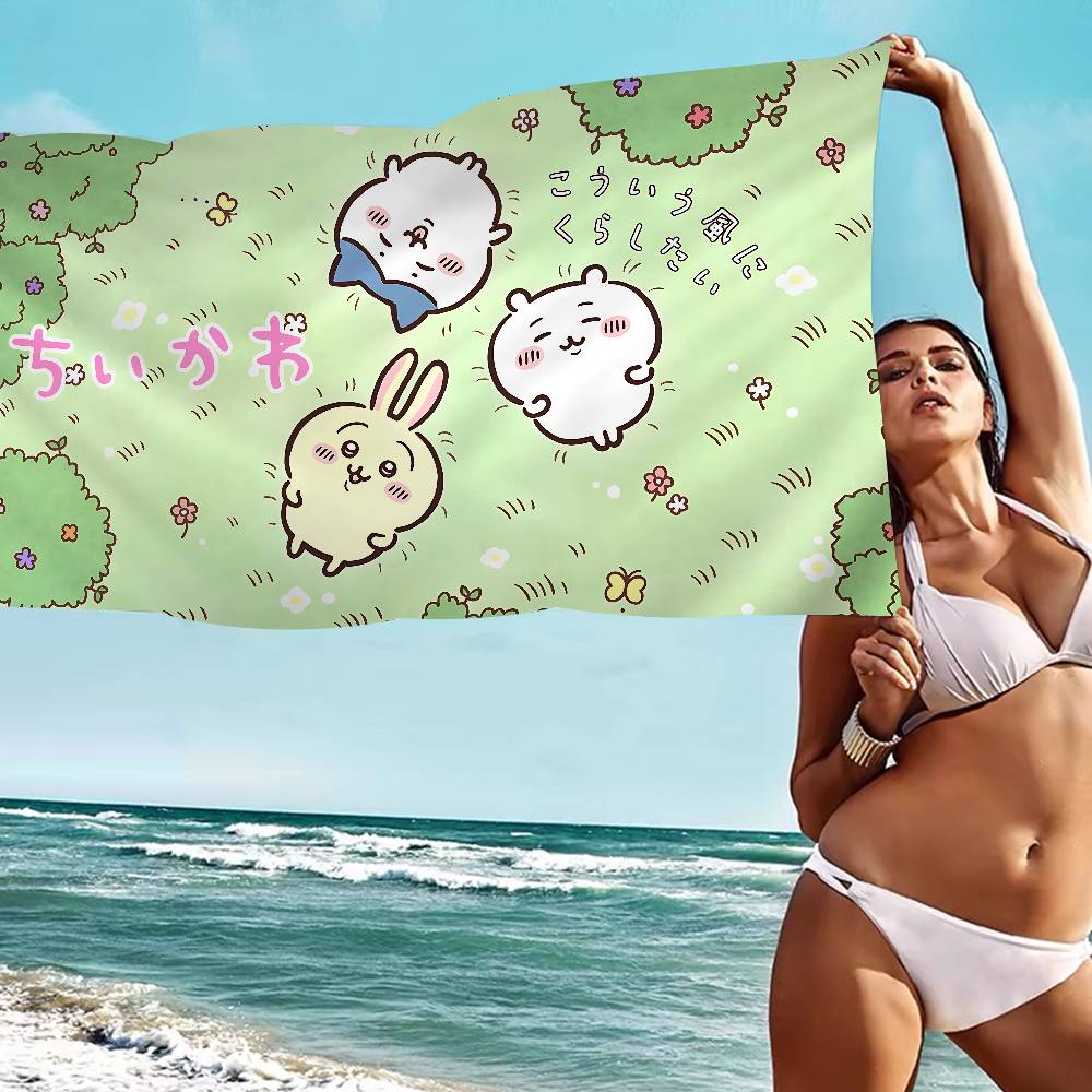Cute Japanese C-Chiika-waE Usagi Microfiber Beach Towel Absorbent Quick Dry Soft Yoga Swimming Resort Mountain Climbing Towel