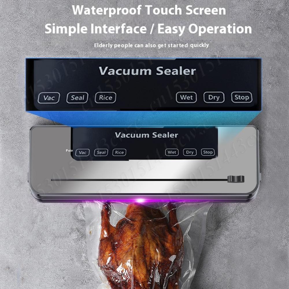 Electric Vacuum Sealer Full Automatic Dry/Wet Built-in Cutter Kitchen Food Storage Sealing Vacuum Packaging Machine Small Sealer