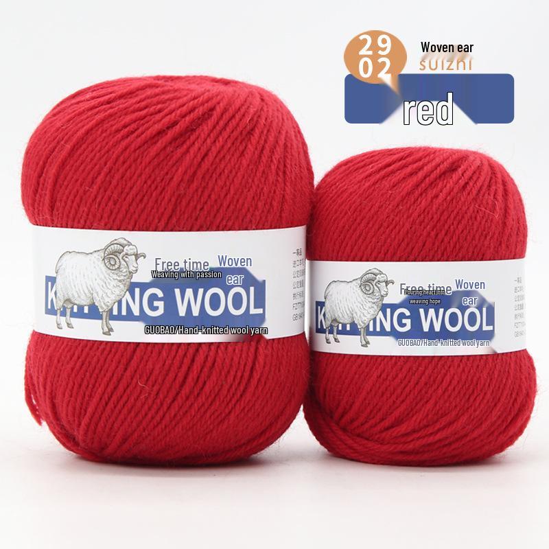 Wool Yarn Hand-Knitted Sweater Scarf Hat - Pure Color Four-Strand Yarn Ball