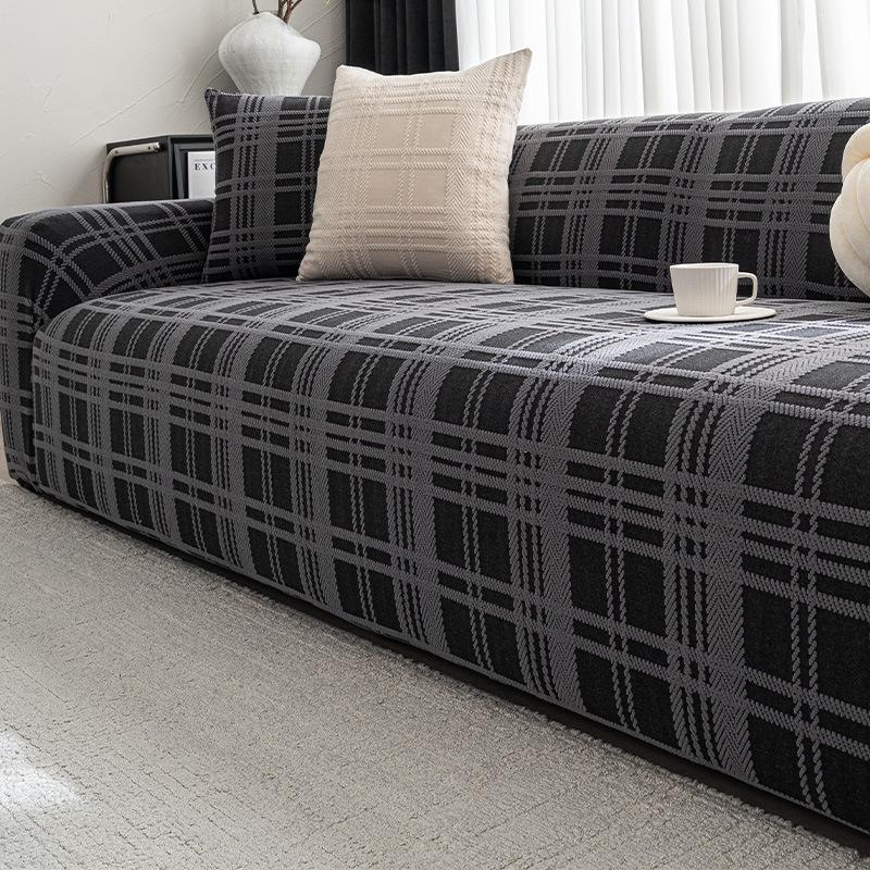 Convenient All in one All in one Non slip Anti cat Scratch Universal Sofa Cover Jacquard Velvet Solid Color Straight Row Sofa Protective Cover