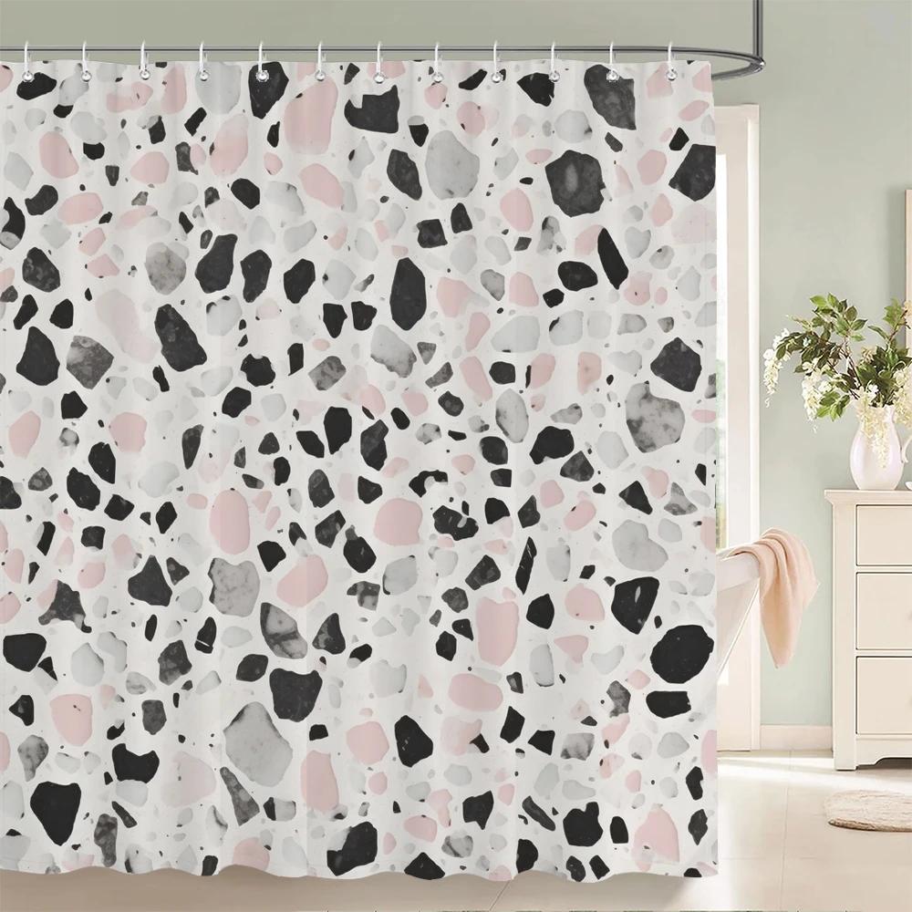 Modern Simple Mosaic Shower Curtain Waterproof Bath Curtains with 12 Hooks for Bathroom Home Decoration Polyester Fabric Screen