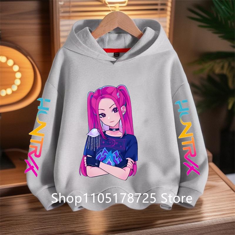 New KPop Demon Hunter Cartoon Girls Boys Hoodies Children's Korean Wave Print Fashion Casual Tops Casual Girls Clothing Warm