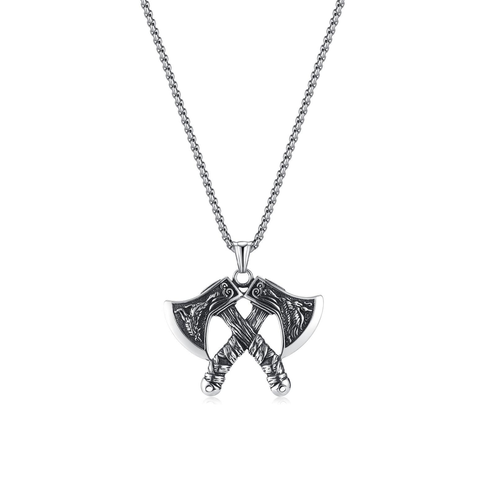 Opk Jewelry Nordic Retro Viking Titanium Steel Tomahawk Pendant Personalized Men S Hip-Hop Style Necklace